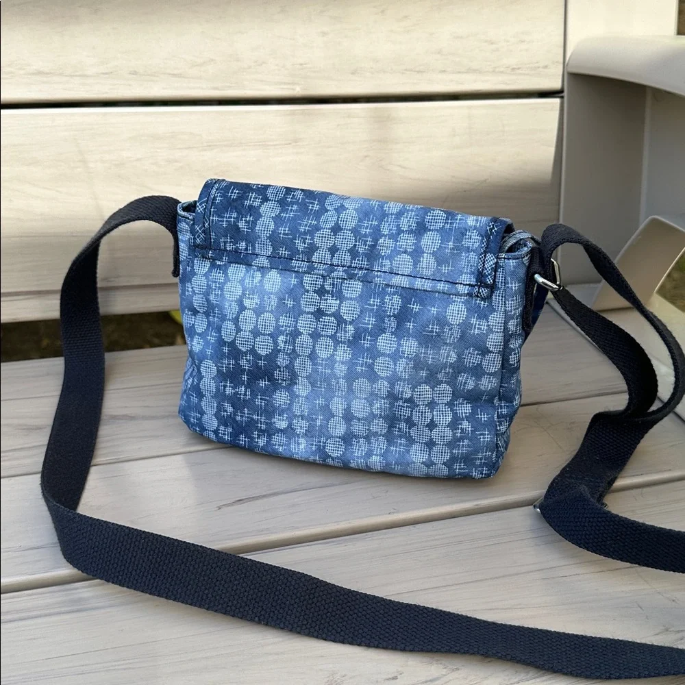 RARE Kipling Sabian Crossbody Blue Denim Dot Mini Bag - Adjustable Navy Strap - Picture 7 of 10